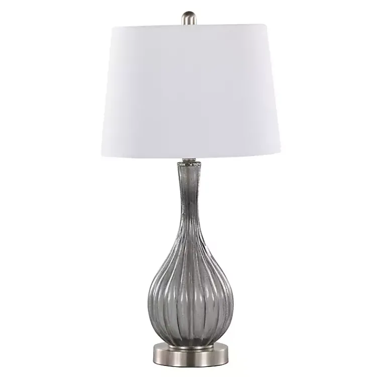 Table Lamps-Kirklands Home Crackle Glass Teardrop Table Lamps, Set of 2 Gray