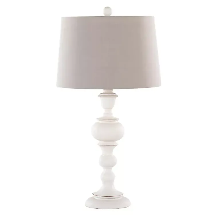 Table Lamps-Kirklands Home Distressed Off-White Morocco Table Lamps, Set of 2 Gray
