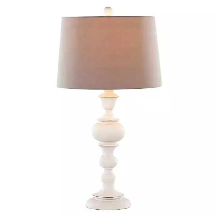 Table Lamps-Kirklands Home Distressed Off-White Morocco Table Lamps, Set of 2 Gray