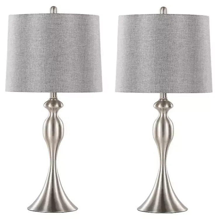 Table Lamps-Kirklands Home Brushed Nickel Ashley Table Lamps, Set of 2