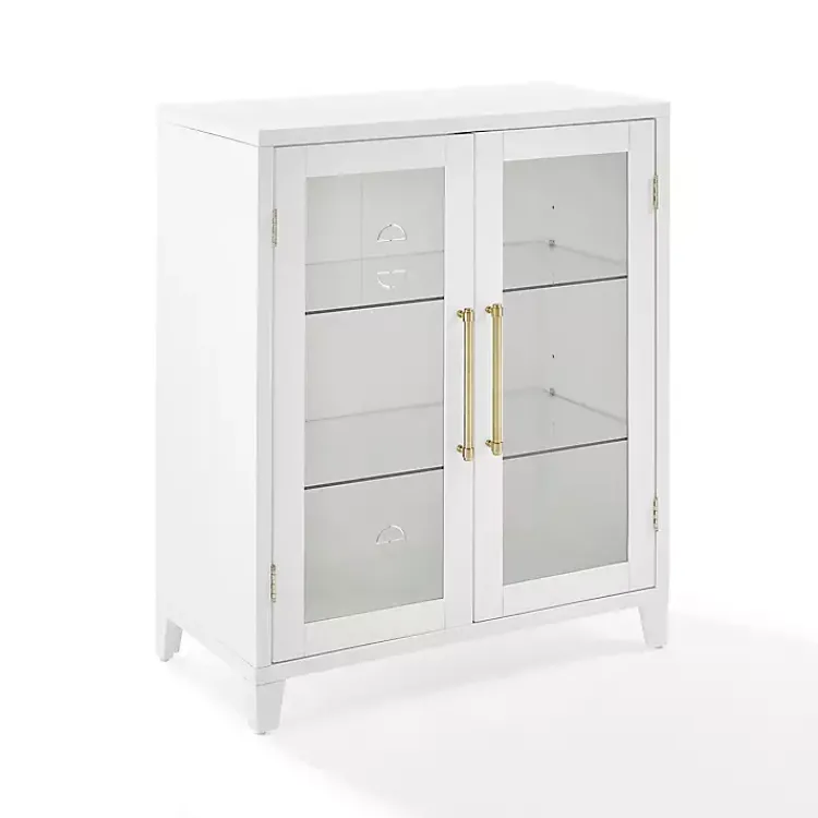 Cabinets & Sideboards-Kirklands Home & Gold Glass Door Storage Cabinet White