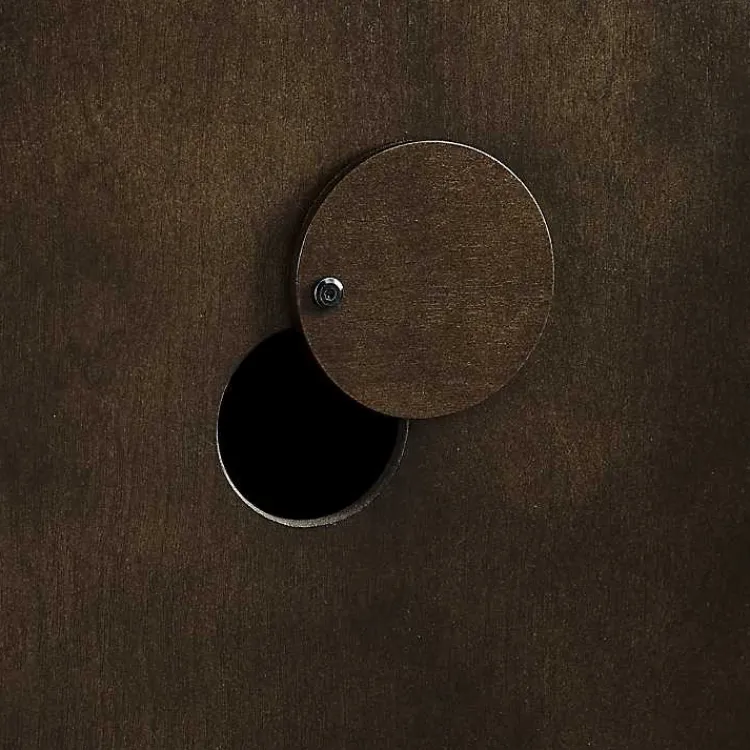 Cabinets & Sideboards-Kirklands Home Dark Slatted Sliding Door Sideboard Brown