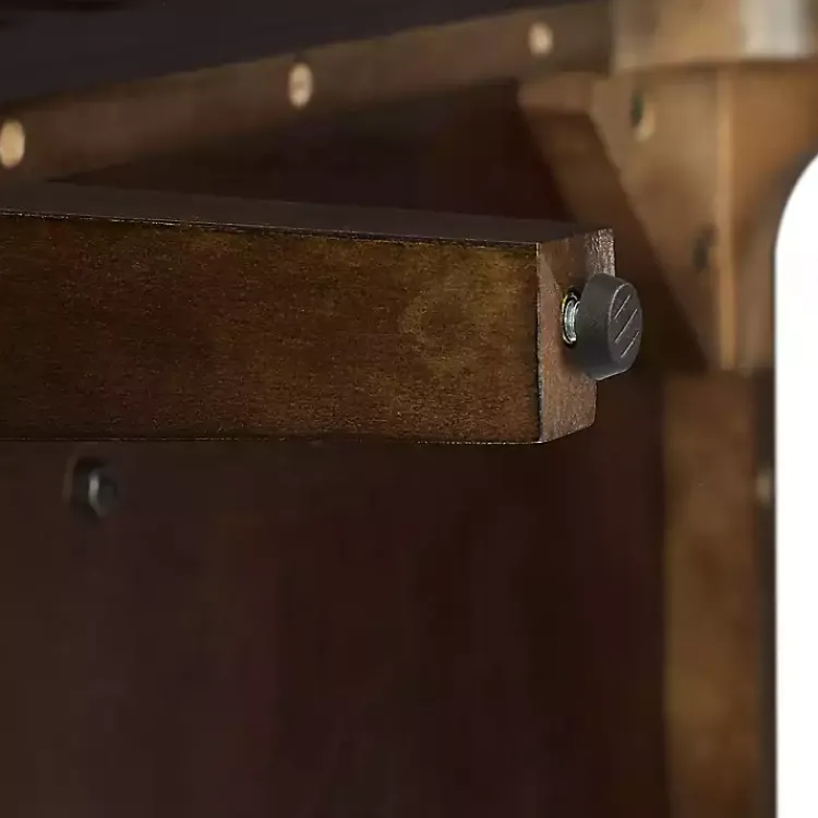 Cabinets & Sideboards-Kirklands Home Dark Slatted Sliding Door Sideboard Brown