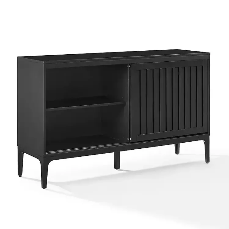 Cabinets & Sideboards-Kirklands Home Slatted Sliding Door Sideboard Black