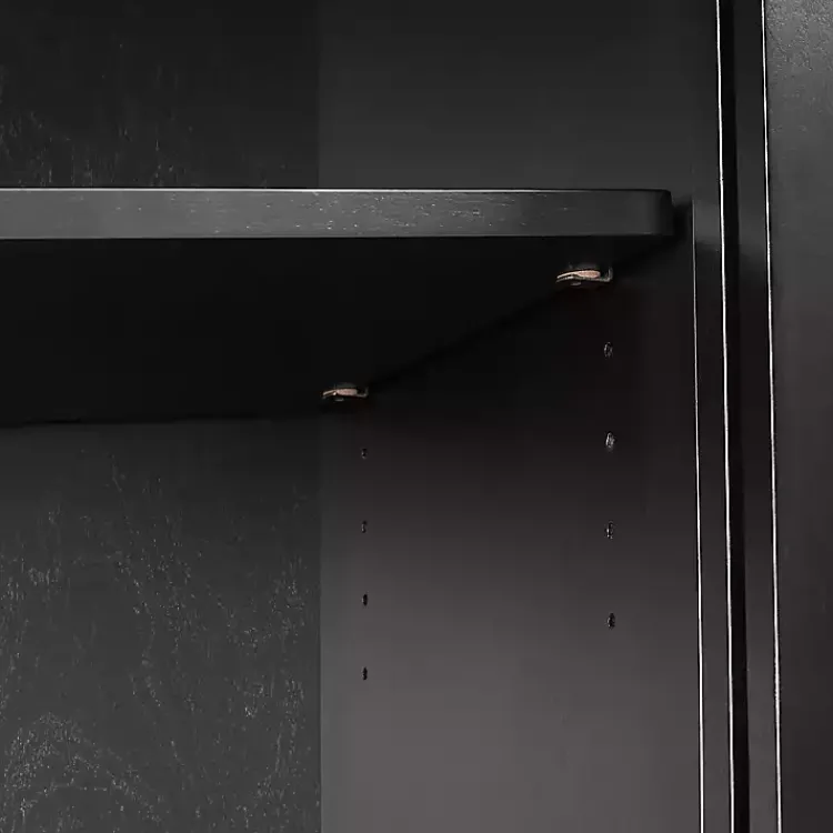 Cabinets & Sideboards-Kirklands Home Slatted Sliding Door Sideboard Black