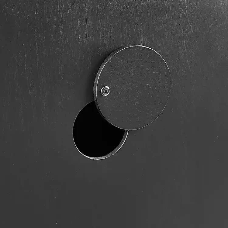 Cabinets & Sideboards-Kirklands Home Slatted Sliding Door Sideboard Black