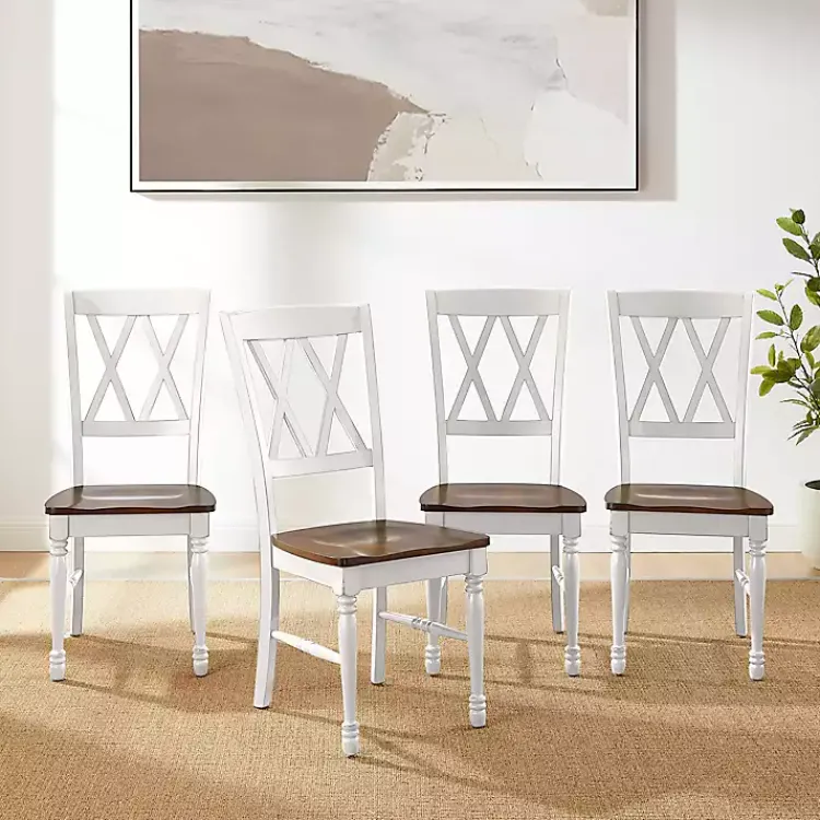 Dining Chairs-Kirklands Home Wood Farmhouse Dining Chairs, Set of 4 White