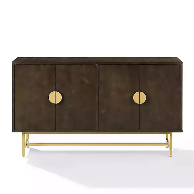 Cabinets & Sideboards-Kirklands Home Wood & Gold Metal Sideboard Brown