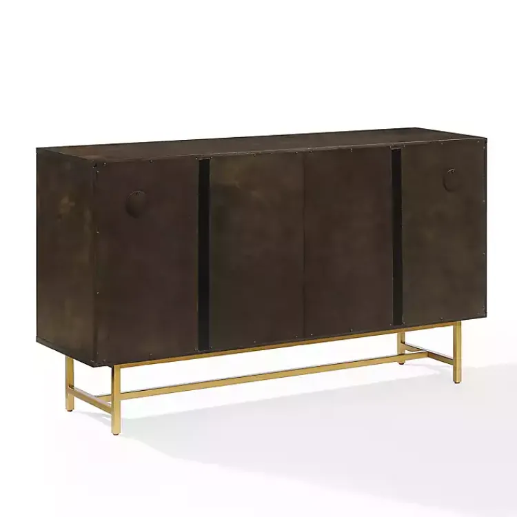 Cabinets & Sideboards-Kirklands Home Wood & Gold Metal Sideboard Brown