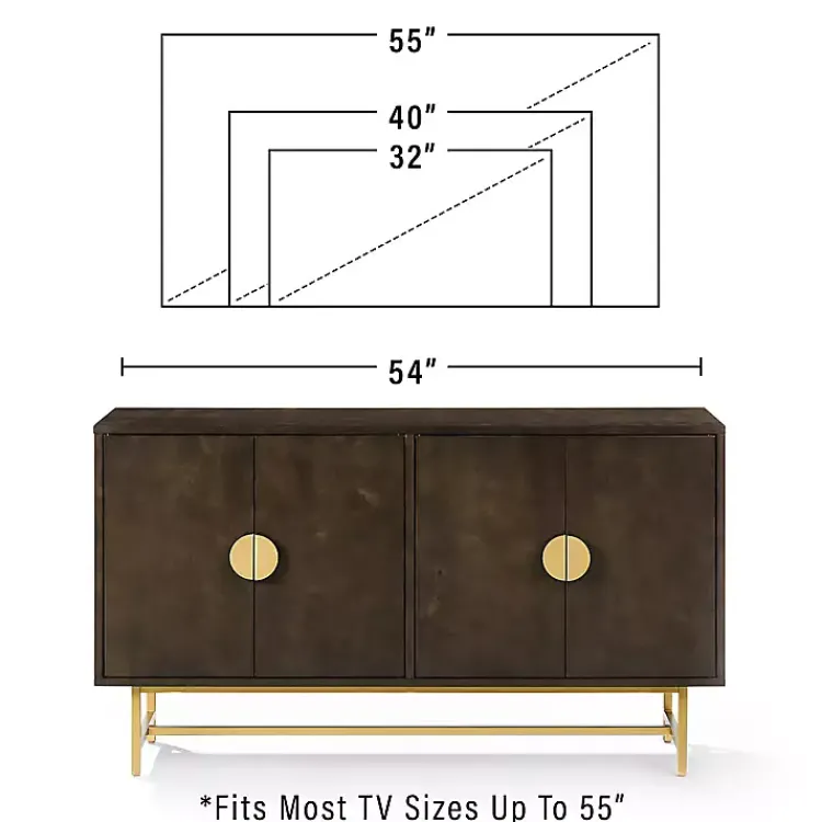 Cabinets & Sideboards-Kirklands Home Wood & Gold Metal Sideboard Brown