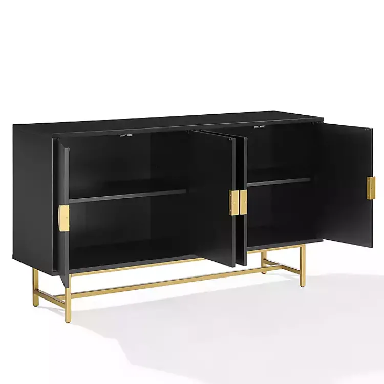 Cabinets & Sideboards-Kirklands Home Wood & Gold Metal Sideboard Black