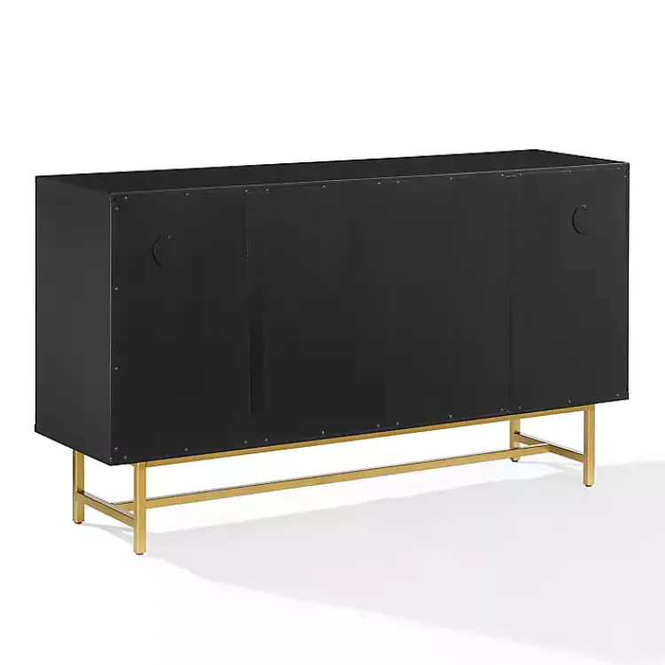 Cabinets & Sideboards-Kirklands Home Wood & Gold Metal Sideboard Black