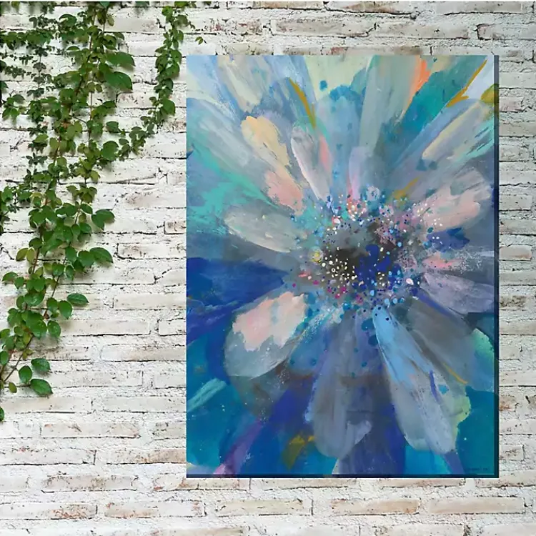 Outdoor Wall Decor-Kirklands Home Glittery Flower Outdoor Canvas Art Print Blue