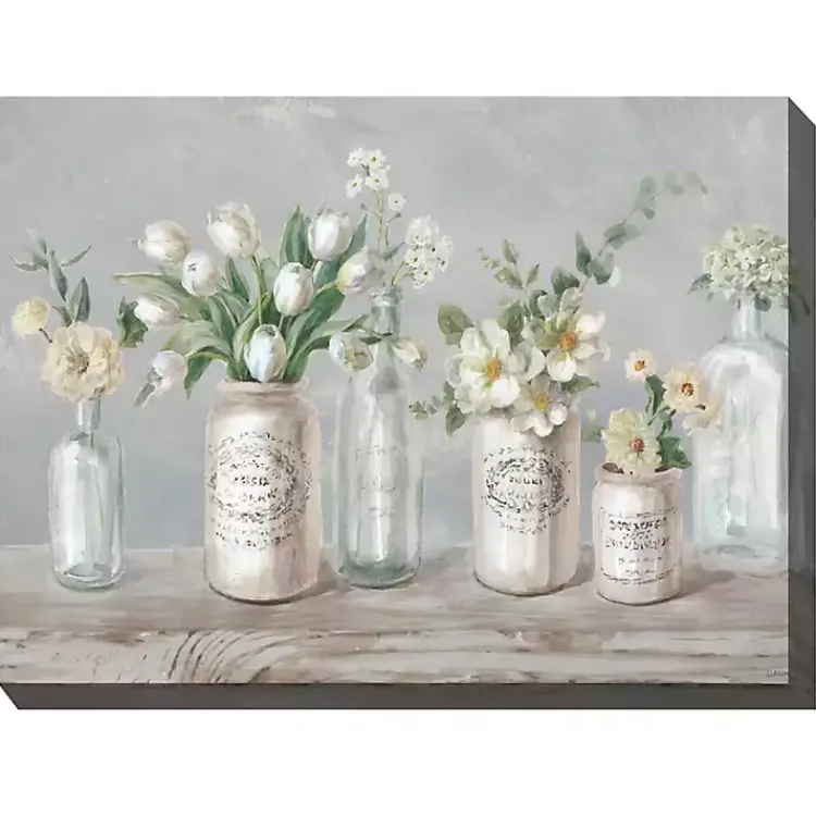 Outdoor Wall Decor-Kirklands Home Vintage Floral Vases Outdoor Canvas Art Print