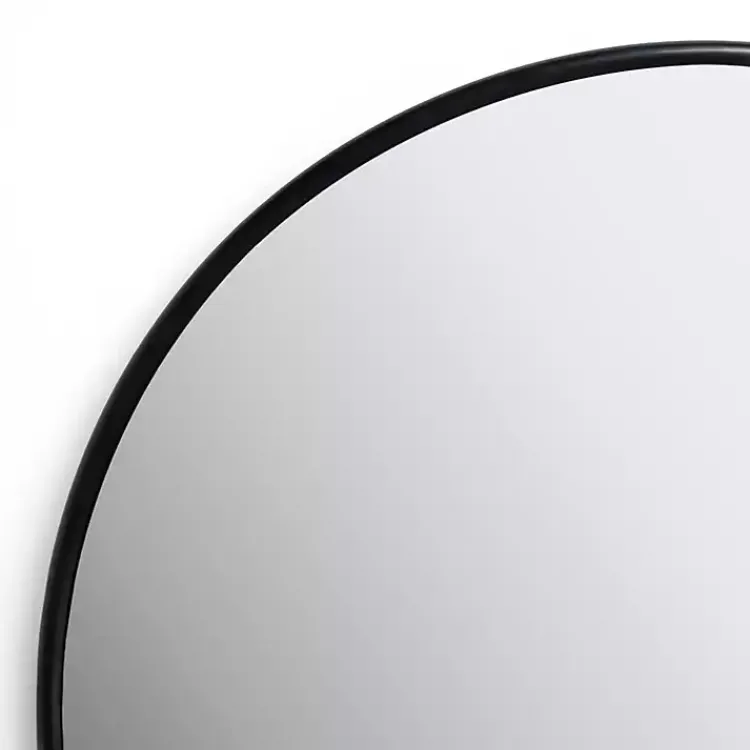 Framed Mirrors-Kirklands Home Round Black Nouveau Linear Wall Mirror, 38 in.