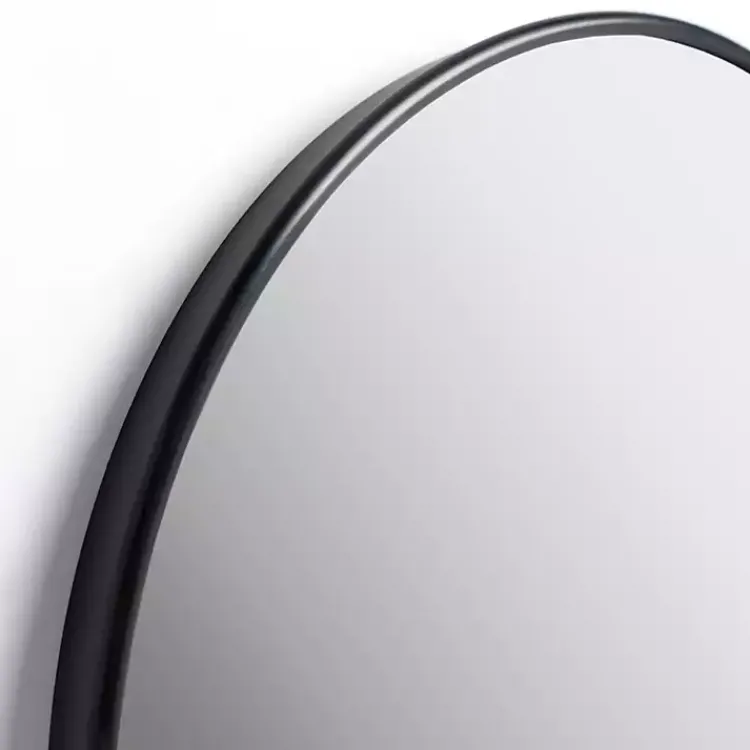Framed Mirrors-Kirklands Home Round Black Nouveau Linear Wall Mirror, 38 in.