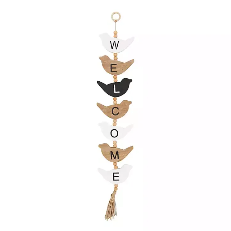 Wall Quotes & Signs-Kirklands Home Welcome Bird Shaped Wood Wall Sign