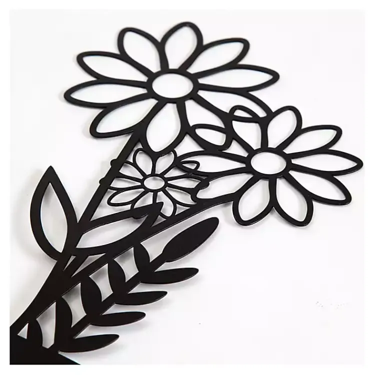 Wall Plaques-Kirklands Home Metal Floral Vase Wall Plaques, Set of 3 Black