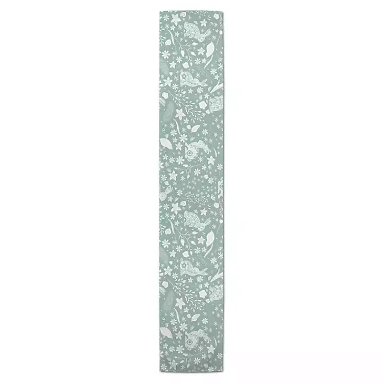 Table Linens-Kirklands Home Blue Scandinavian Bunny Table Runner, 90 in.