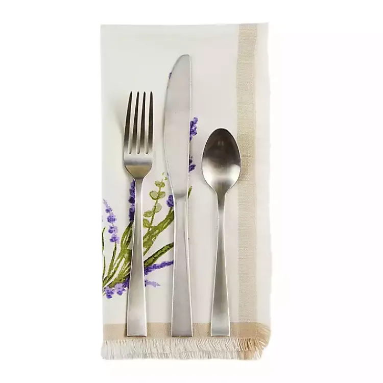 Table Linens-Kirklands Home Lavender Sprigs Cotton Napkins, Set of 4