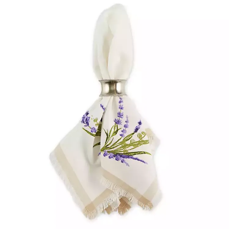 Table Linens-Kirklands Home Lavender Sprigs Cotton Napkins, Set of 4