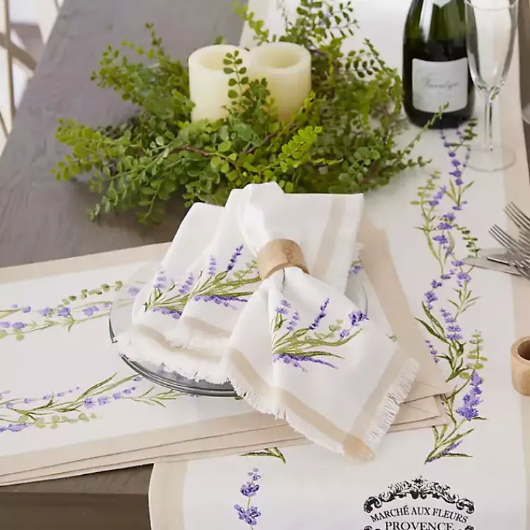 Table Linens-Kirklands Home Lavender Sprigs Cotton Napkins, Set of 4