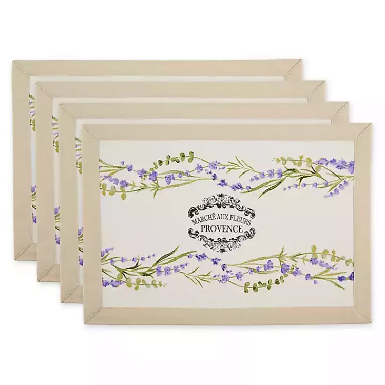 Table Linens-Kirklands Home Lavender Garland Cotton Placemats, Set of 4