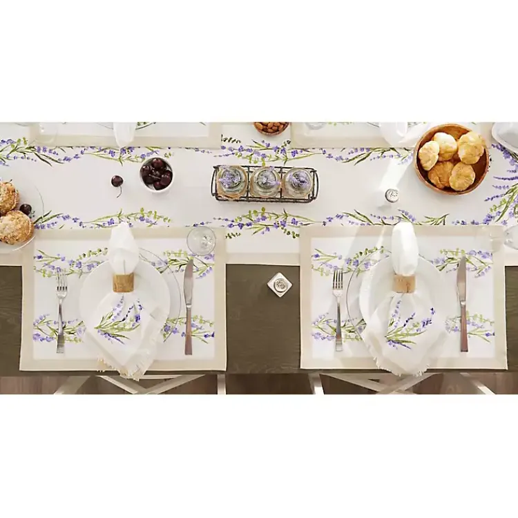 Table Linens-Kirklands Home Lavender Garland Cotton Placemats, Set of 4