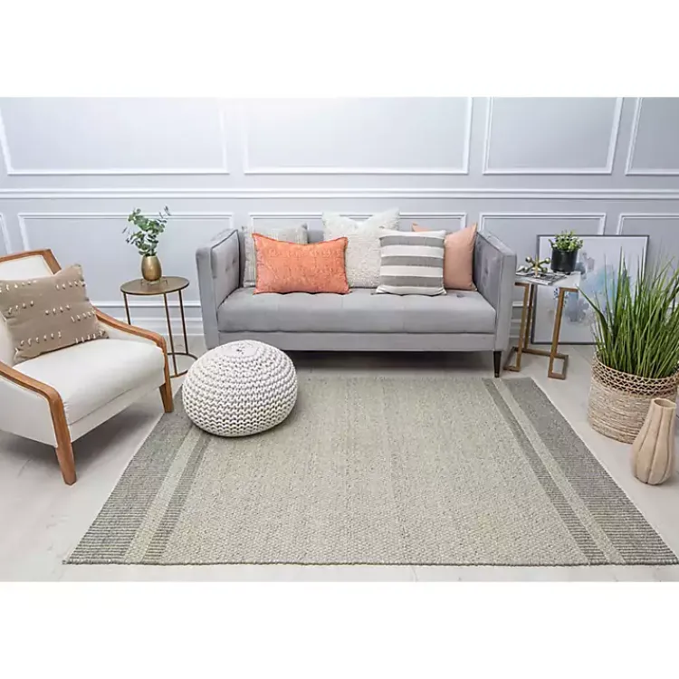 Area Rugs-Kirklands Home Olive Striped Border Area Rug Green