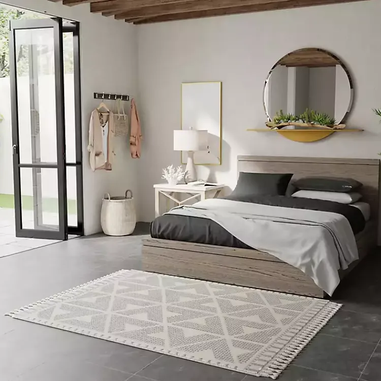 Area Rugs-Kirklands Home & White Geometric Shag Area Rug, 8x10 Gray