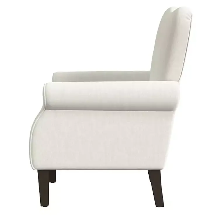 Accent Chairs-Kirklands Home Cream Button-Tufted Rolled Arm Accent Chair White