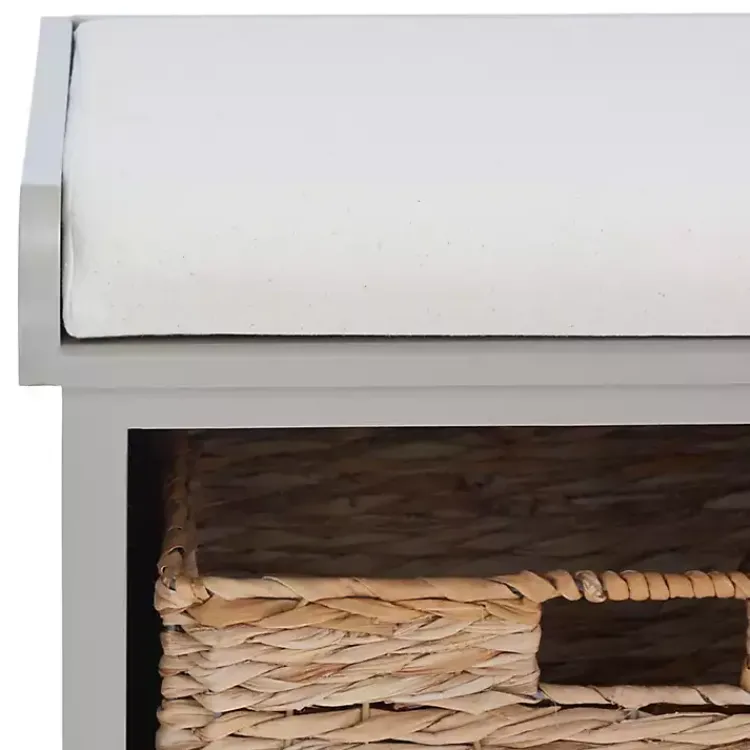 Benches & Ottomans-Kirklands Home Bench with Woven Storage Baskets Gray