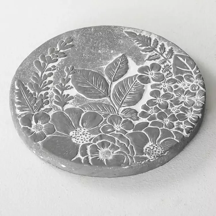 Garden Decor-Kirklands Home Floral Cement Stepping Stone Gray