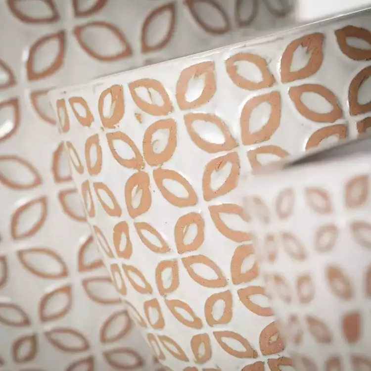 Planters-Kirklands Home White Geometric Clay Planters, Set of 3