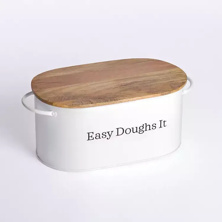 Kitchen Storage-Kirklands Home Easy Doughs It Metal Bread Box White