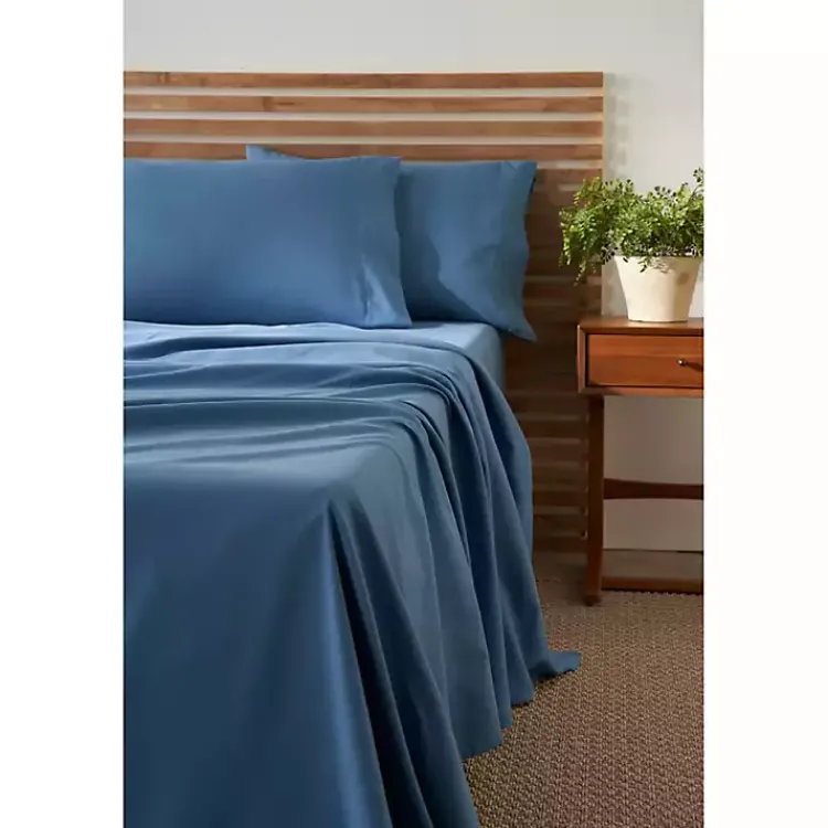 Bed Sheets-Kirklands Home Dark Microfiber 4-pc. King Sheet Set Blue