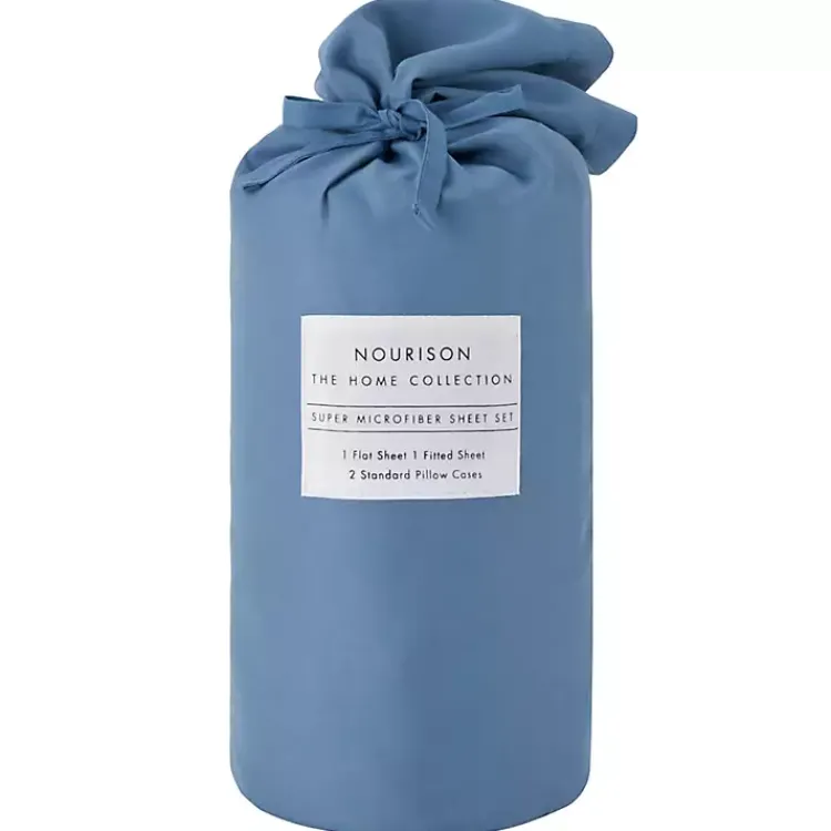 Bed Sheets-Kirklands Home Dark Microfiber 4-pc. King Sheet Set Blue