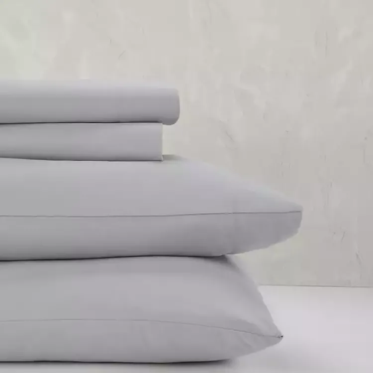 Bed Sheets-Kirklands Home Light Microfiber 4-pc. King Sheet Set Gray