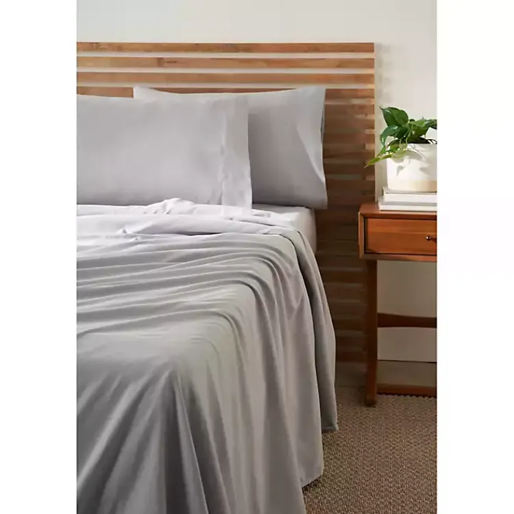 Bed Sheets-Kirklands Home Light Microfiber 4-pc. King Sheet Set Gray