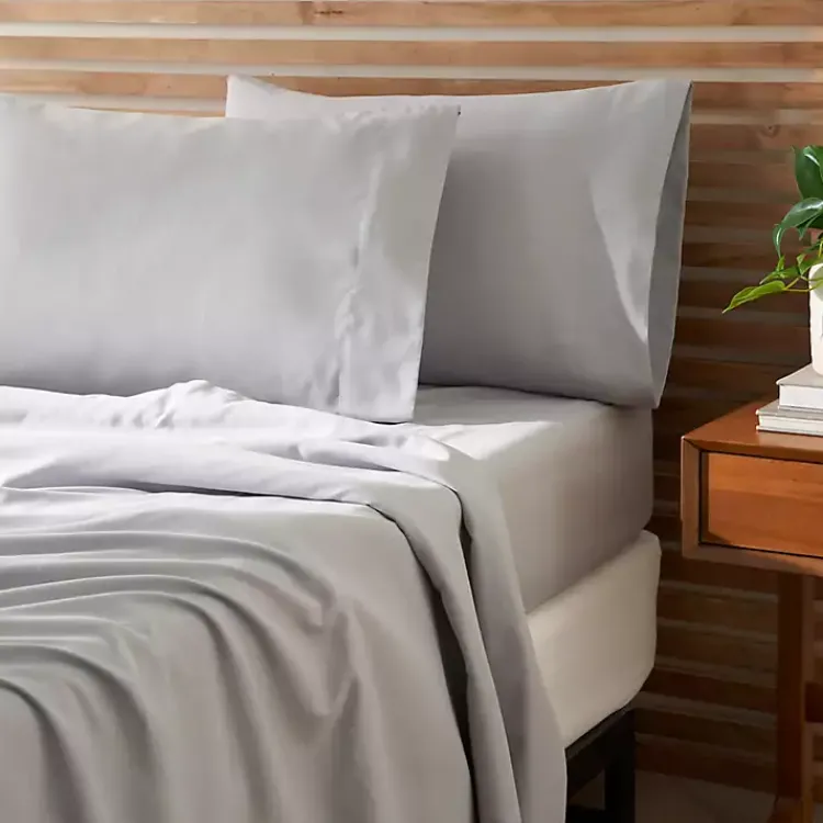 Bed Sheets-Kirklands Home Light Microfiber 4-pc. King Sheet Set Gray