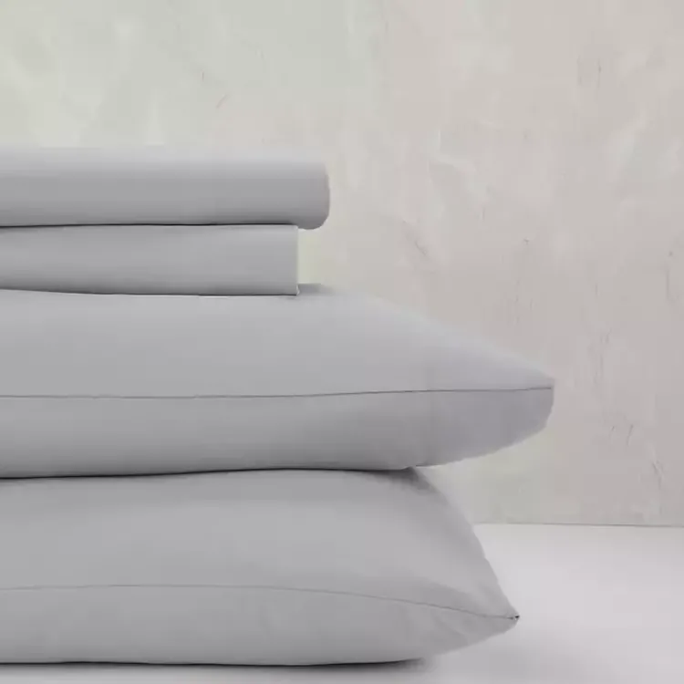 Bed Sheets-Kirklands Home Light Microfiber 4-pc. Queen Sheet Set Gray