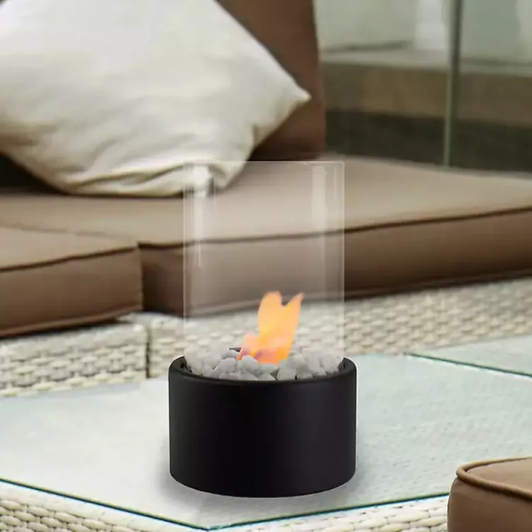 Fire Pits-Kirklands Home Outdoor Tabletop Fireplace on Base Black