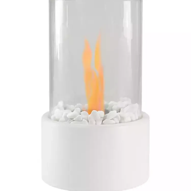 Fire Pits-Kirklands Home Outdoor Tabletop Fireplace on Base White