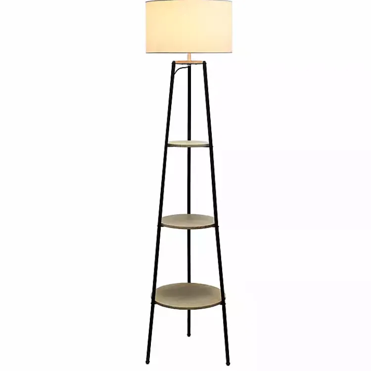 Floor Lamps-Kirklands Home Natural 3-Tier Tripod Floor Lamp