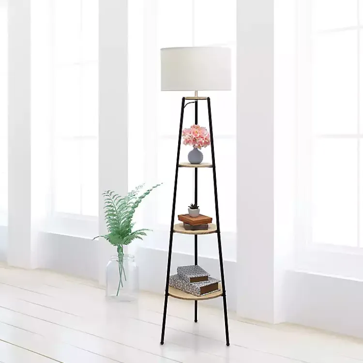 Floor Lamps-Kirklands Home Natural 3-Tier Tripod Floor Lamp
