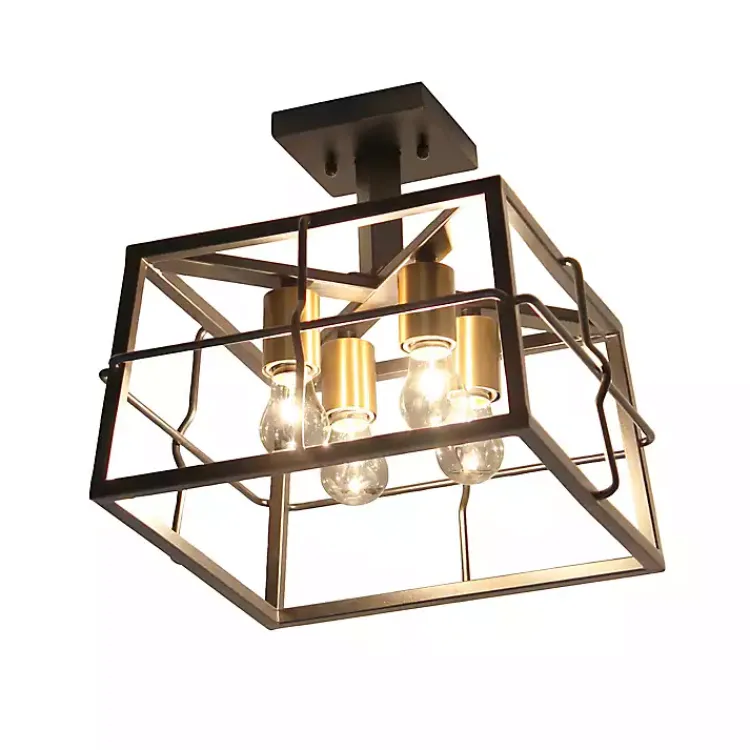 Flush Mount Lighting-Kirklands Home Ironhouse Flush Mount Light Black