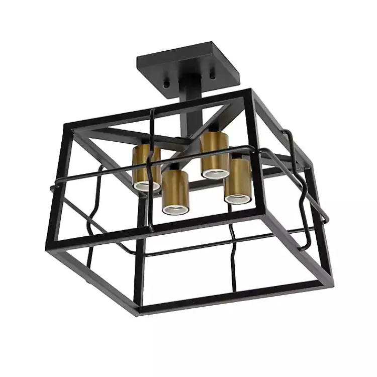 Flush Mount Lighting-Kirklands Home Ironhouse Flush Mount Light Black