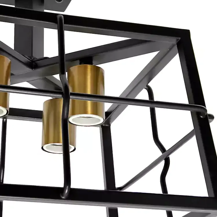 Flush Mount Lighting-Kirklands Home Ironhouse Flush Mount Light Black