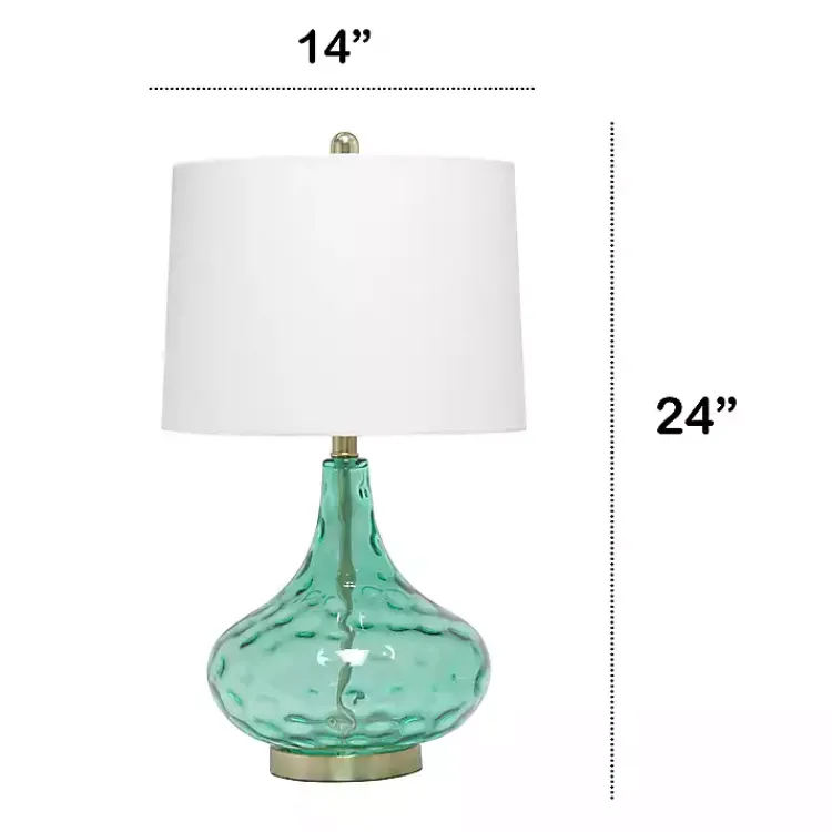 Table Lamps-Kirklands Home Seafoam Dimpled Glass Teardrop Table Lamp Blue