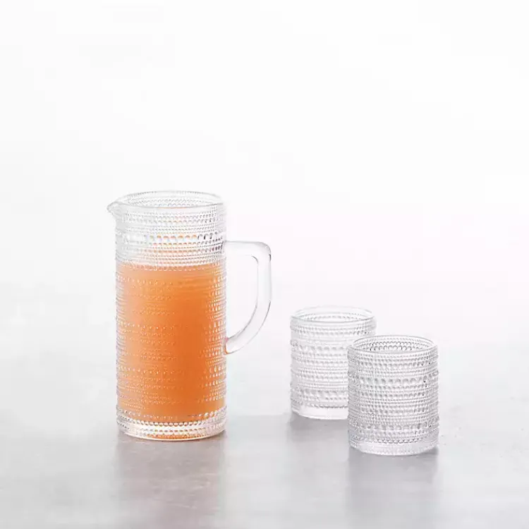 Glassware & Drinkware-Kirklands Home Fortessa Bead Glasses and Pitcher, Set of 7 Clear